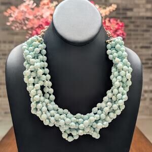 Twisted Multi Strand Mint Green Chunky Statement Necklace